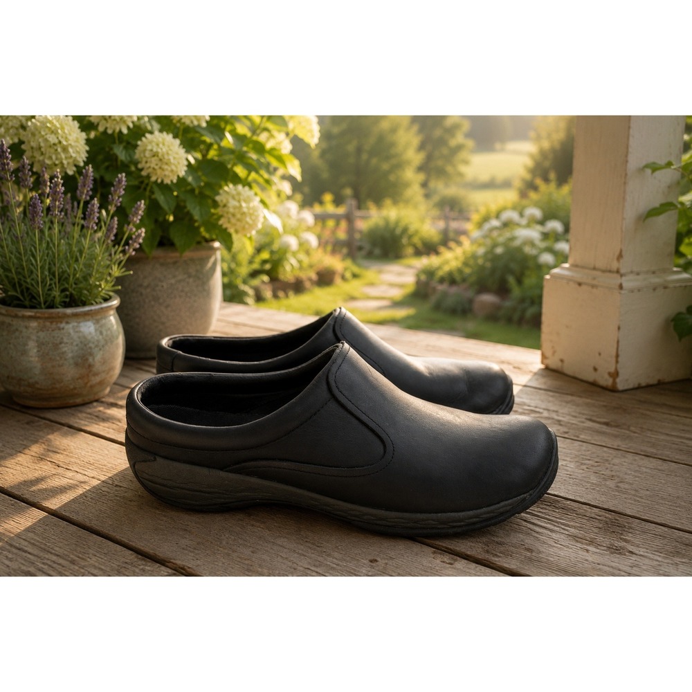 Merrell Encore Q2 Slide Leather Black Comfort Clogs Womens 10 J45810